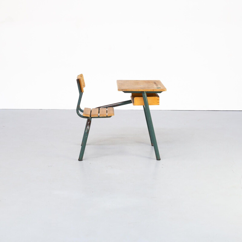 Vintage Metal and wooden schoolbench 1950s