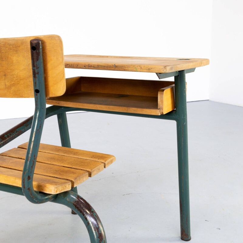 Vintage Metal and wooden schoolbench 1950s