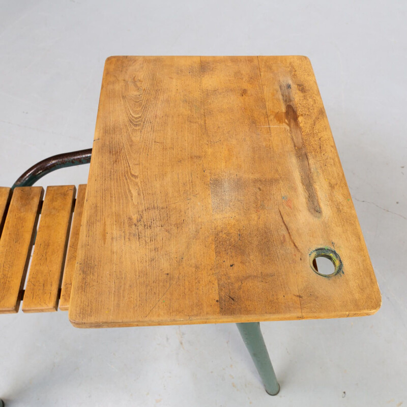 Vintage Metal and wooden schoolbench 1950s