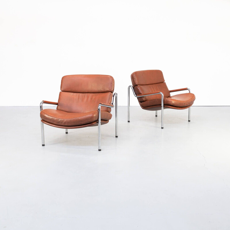 Pair of vintage lounge chairs by Jorgen Kastholm for Kusch & Co, Germany 1970s