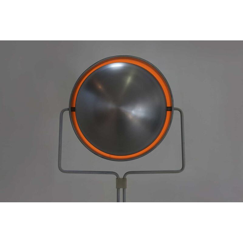 Vintage metal and aluminum floor lamp with eclipse base by E. Jelle Jelles for Raak Amsterdam, 1964