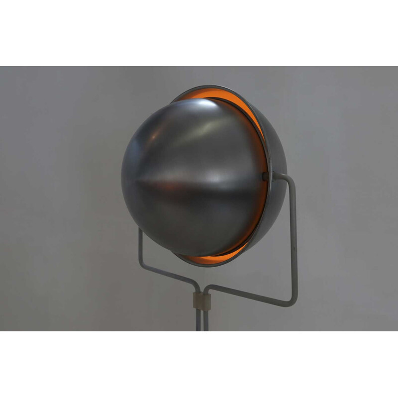 Vintage metal and aluminum floor lamp with eclipse base by E. Jelle Jelles for Raak Amsterdam, 1964