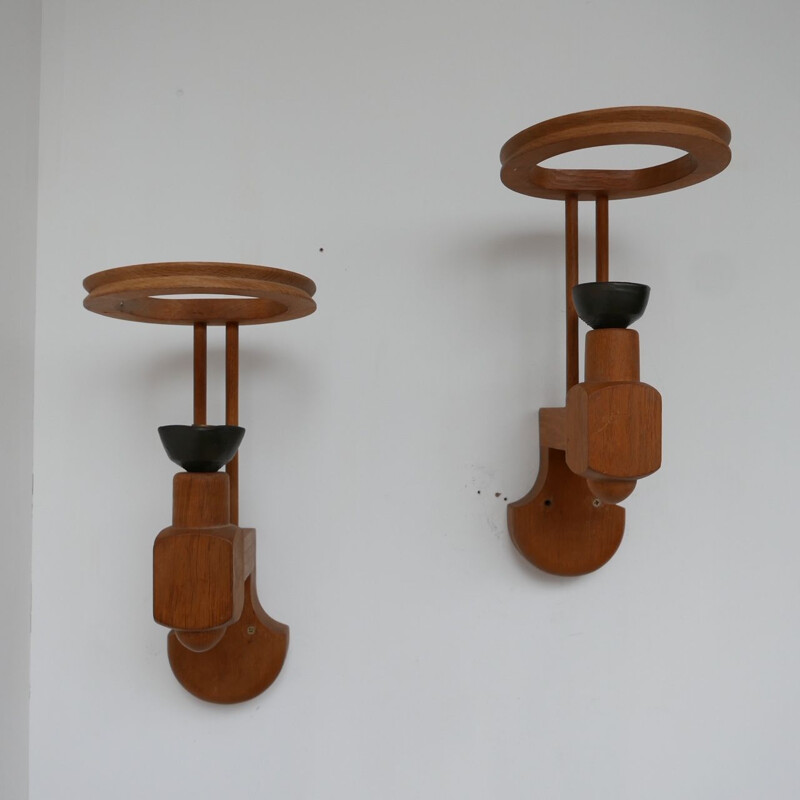 Pair of vintage Guillerme et Chambron Wall Lights, French 1960s