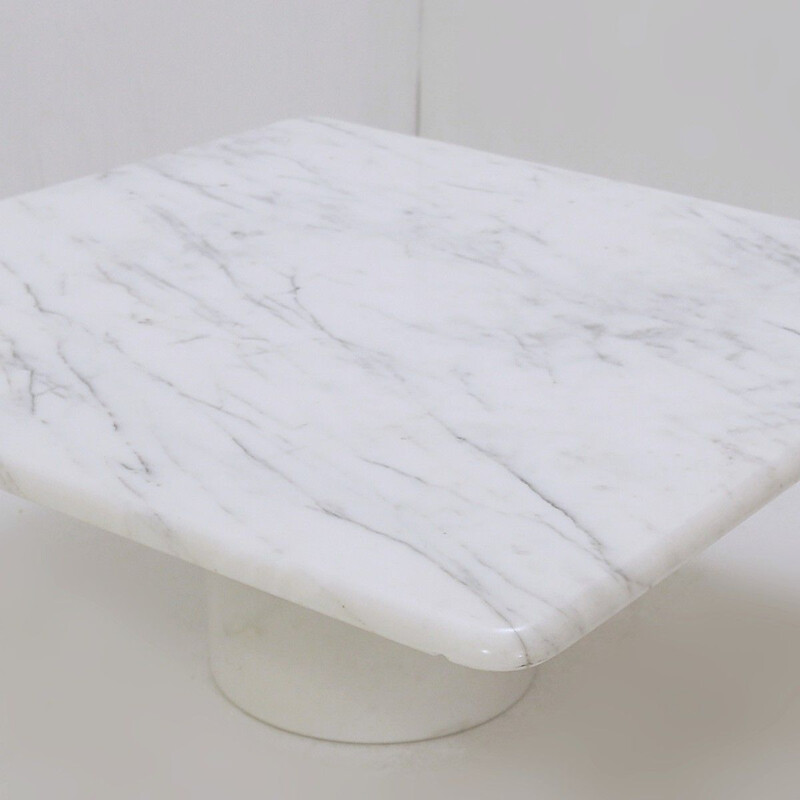 Table basse vintage carrée en marbre blanc