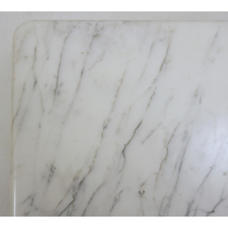 Table basse vintage carrée en marbre blanc