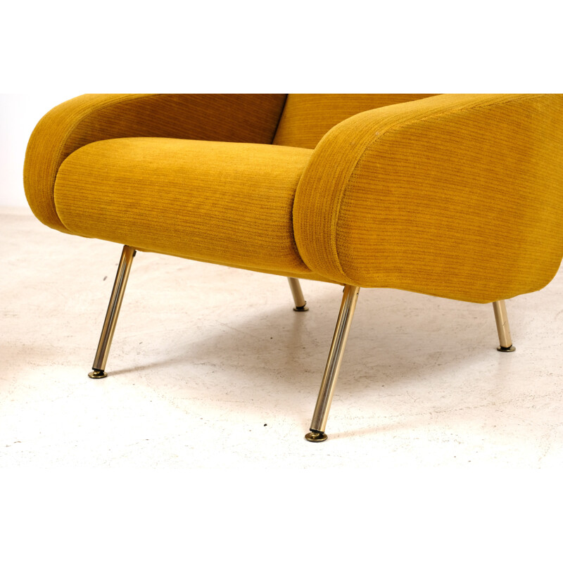 Pair of vintage armchairs and Troika footrest by P. Guariche for Airborne 1950s