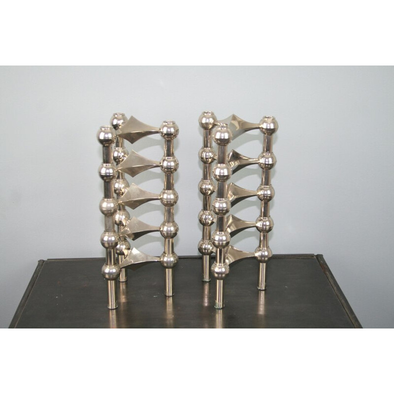 Set of 10 vintage modular candleholders by Nagel, Germany 1970s