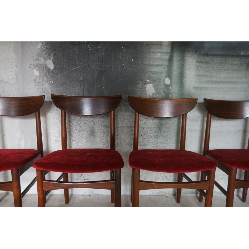 Lot de 4 chaises vintage en palissandre par Harry Ostergaard pour Skovby
