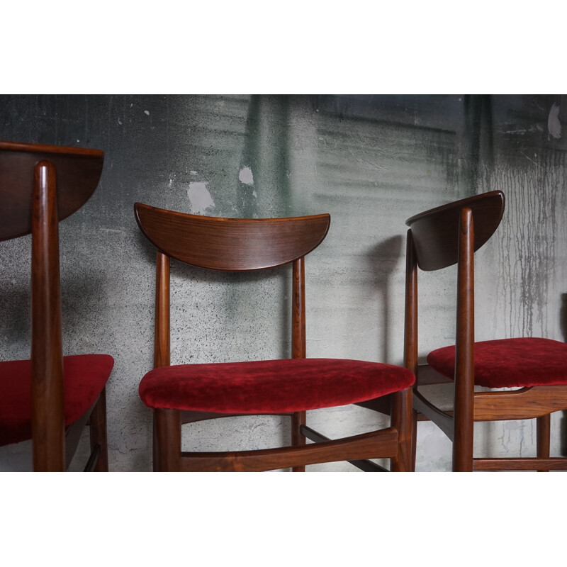 Lot de 4 chaises vintage en palissandre par Harry Ostergaard pour Skovby