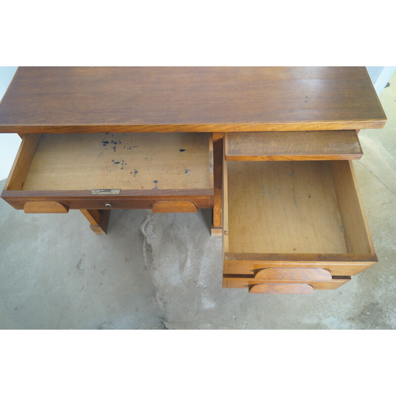 Vintage oak desk, French 1940s