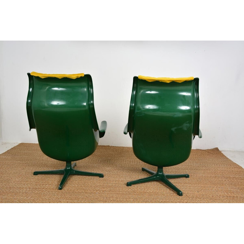 Pair of vintage "Space Age" swivel chairs by Alf Svensson and Yngve Sandström for dux, Sweden
