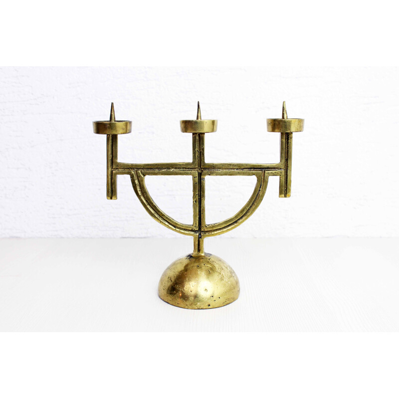 Vintage Brutalist candlestick in bronze 1960s