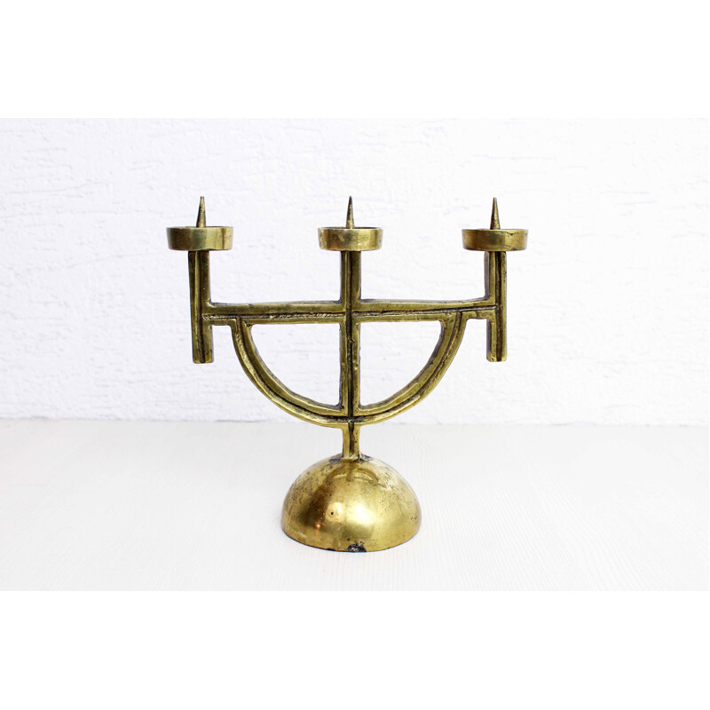 Vintage Brutalist candlestick in bronze 1960s