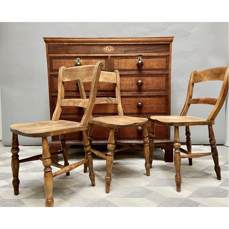 Chaise de cuisine vintage victorienne en bois 