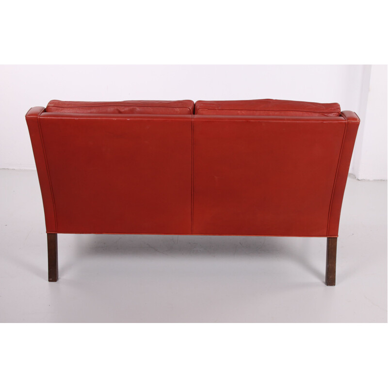 Vintage Leather two-seater sofa by Fredericia & Borge Mogensen, Danish 1960s