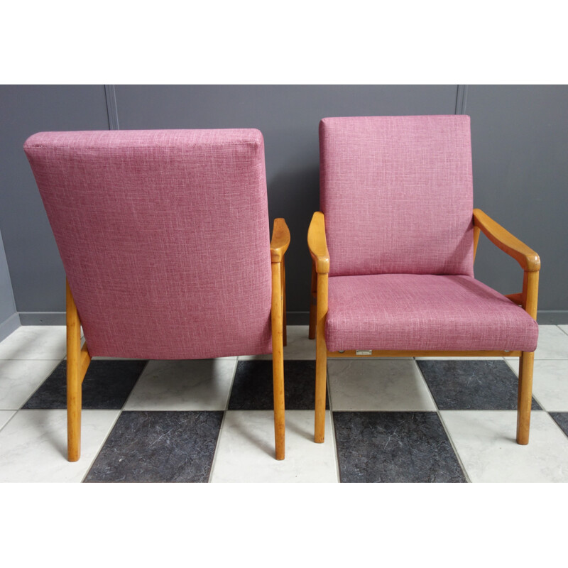 Vintage Pink Jiri Jiroutek chairs for Ton, Czechoslovakia 1960s