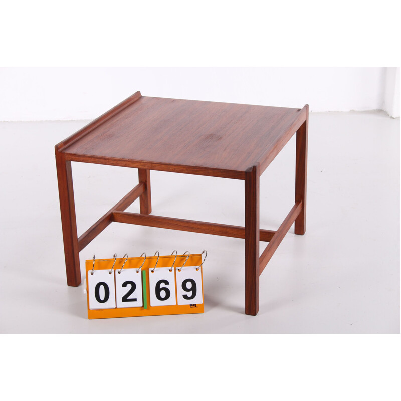 Vintage teakhouten salontafel met opstaande rand, Denemarken 1960