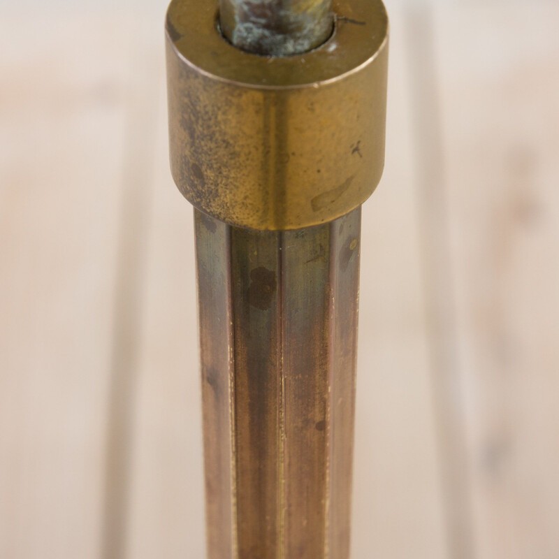 Vintage brass floor lamp with Le Klint shade adjustable height Danish