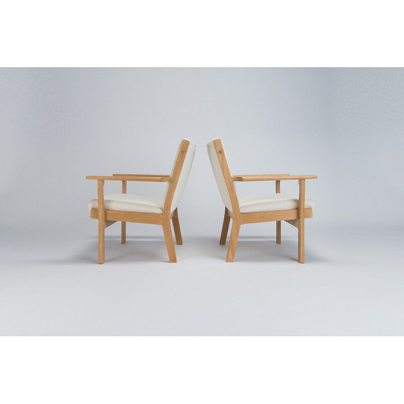 Vintage Hans Wegner Armchairs in Oak & Wool by Getema, Danish 1960s