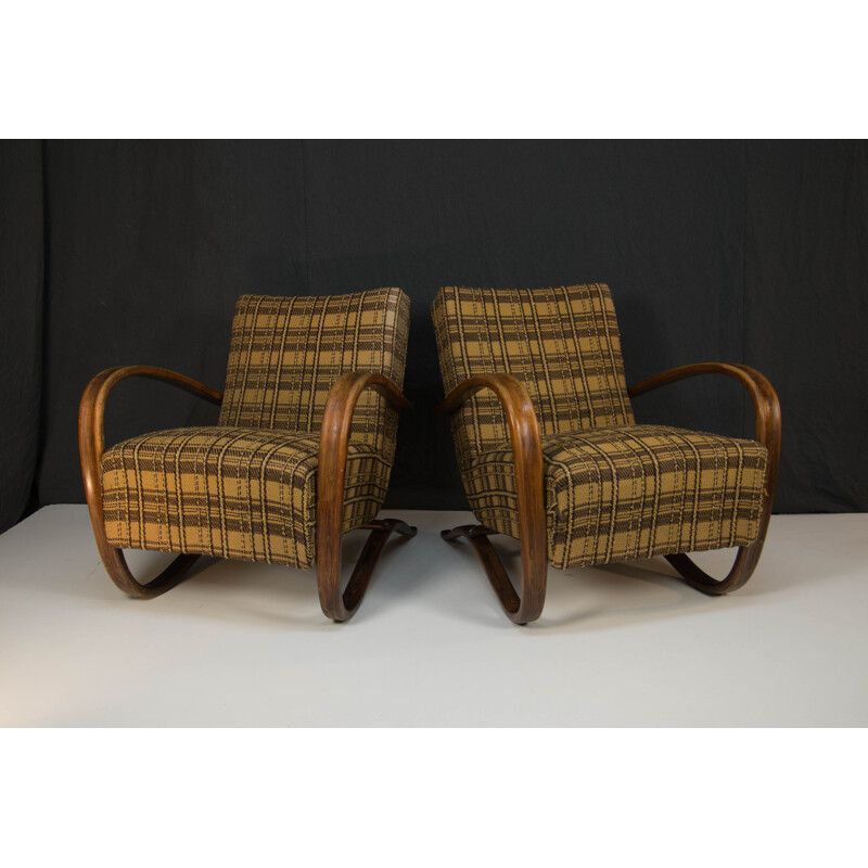 Paire de fauteuils vintage H 269 Art Déco par Jindrich Halabala 1940