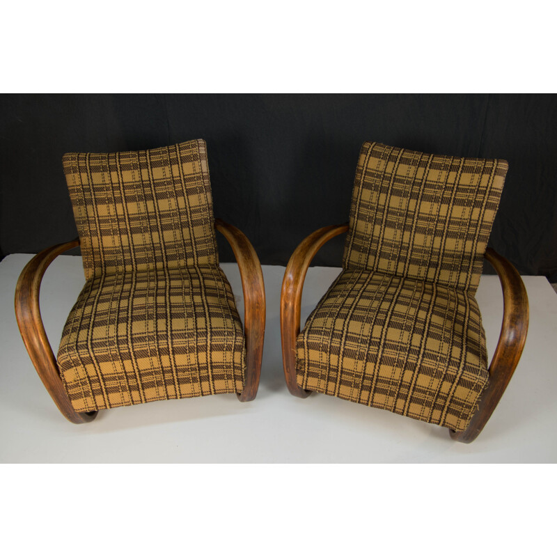 Pair of vintage Art Deco Armchairs H 269 by Jindrich Halabala 1940s