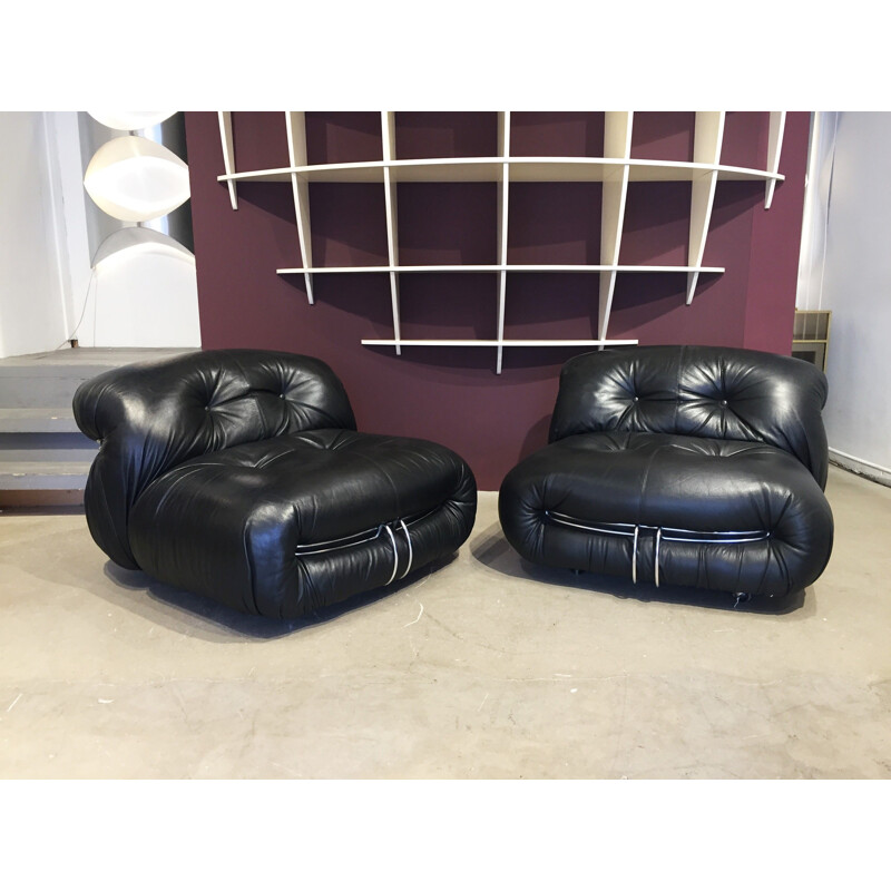 Pair of vintage Soriana armchairs by Afra and Tobia Scarpa 1970