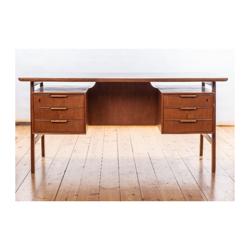 Vintage Model 75 Desk in Teak by Gunni Omann 1960s