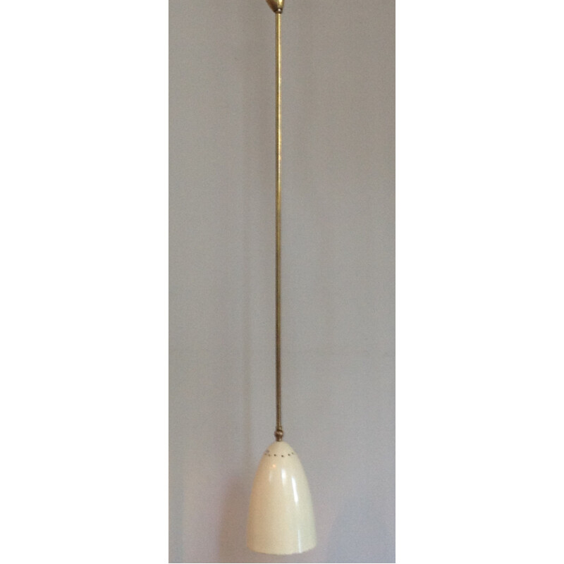 Lámpara de suspensión vintage de metal y latón, 1960