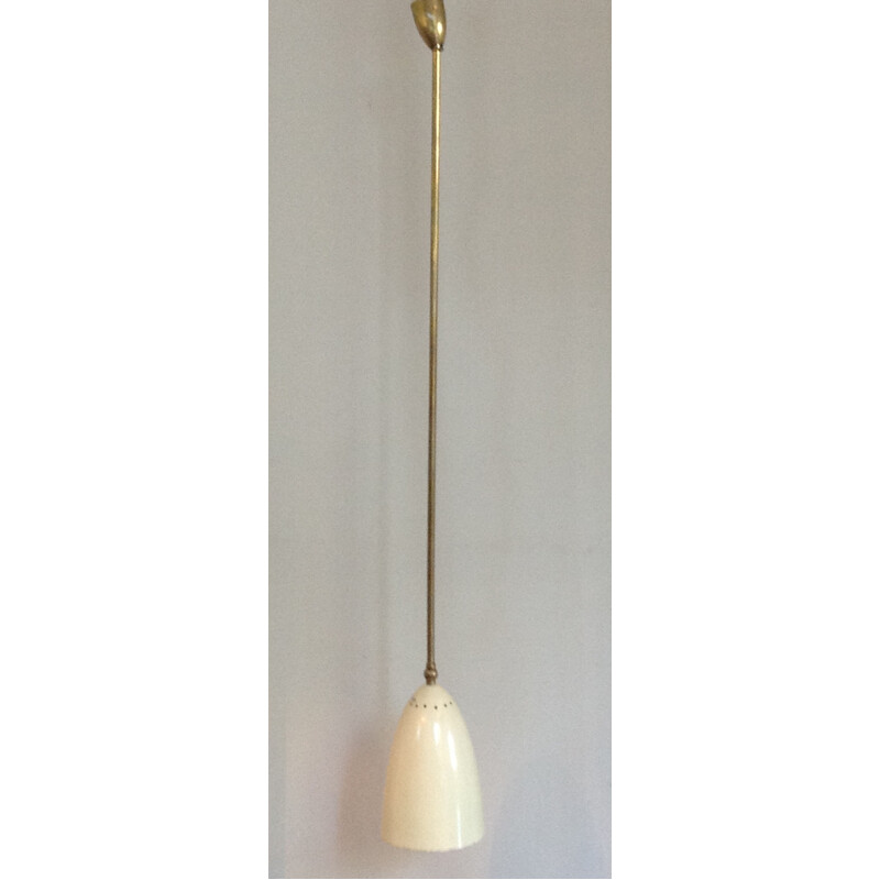 Vintage metal and brass suspension lamp, 1960