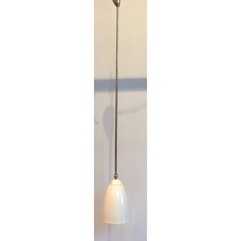 Lámpara de suspensión vintage de metal y latón, 1960