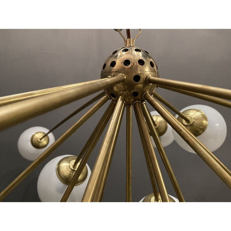 Grand lustre vintage Starburst Sputnik avec 21 luminaires