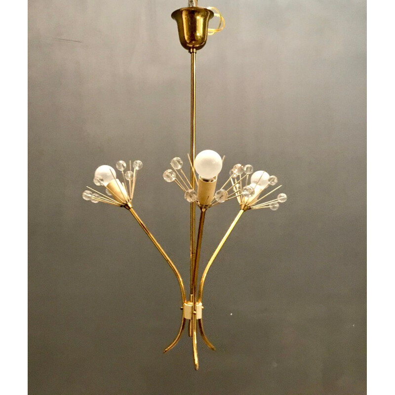 Lámpara de suspensión vintage de latón de Emile Stejnar para Rupert Nikoll, 1950