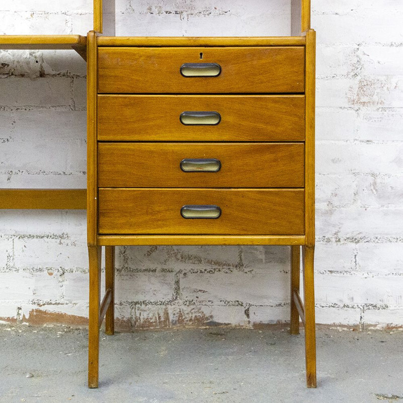 Vintage Teak Desk with Bookcase 1950s