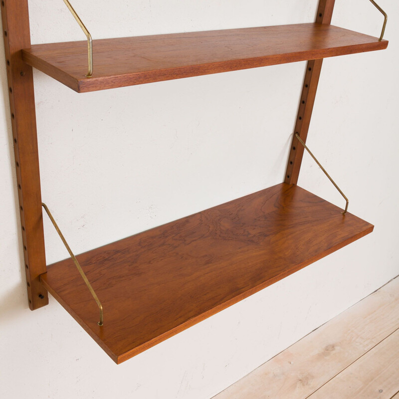 Vintage wall unit shelving with 4 shelves by Poul Cadovius, Danish 1960s