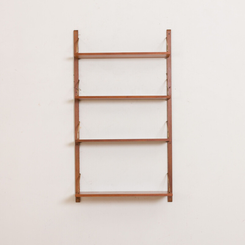 Vintage wall unit shelving with 4 shelves by Poul Cadovius, Danish 1960s