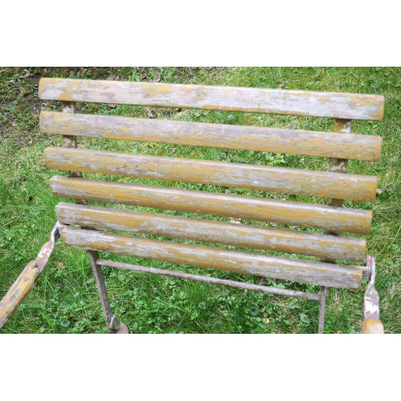 Pair of vintage Cast Iron Patinated Garden Armchairs with Scroll Arms