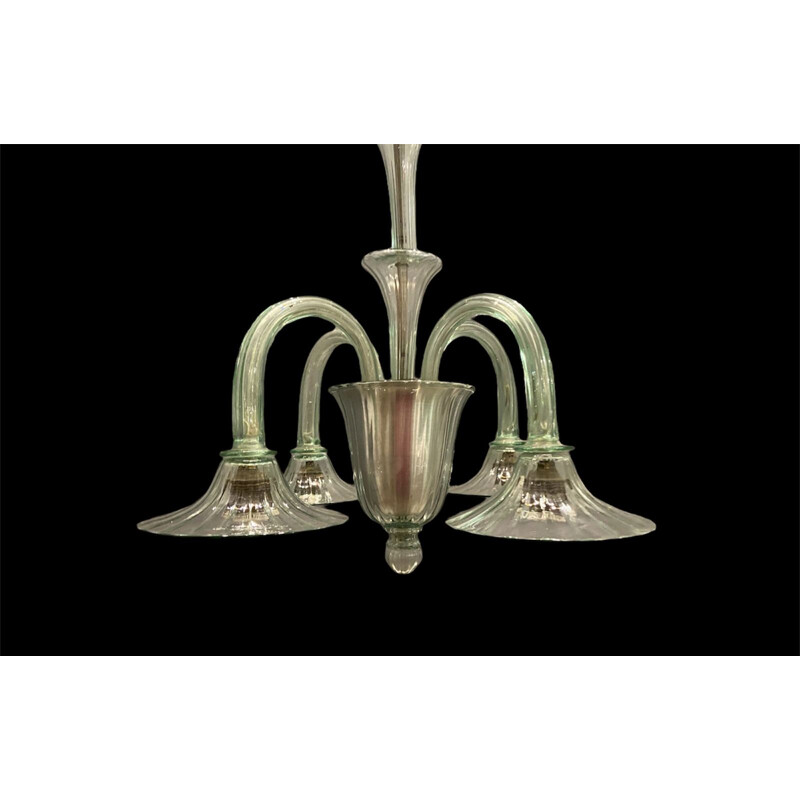 Vintage Green Murano Glass Chandelier by Paolo Venini 1940s