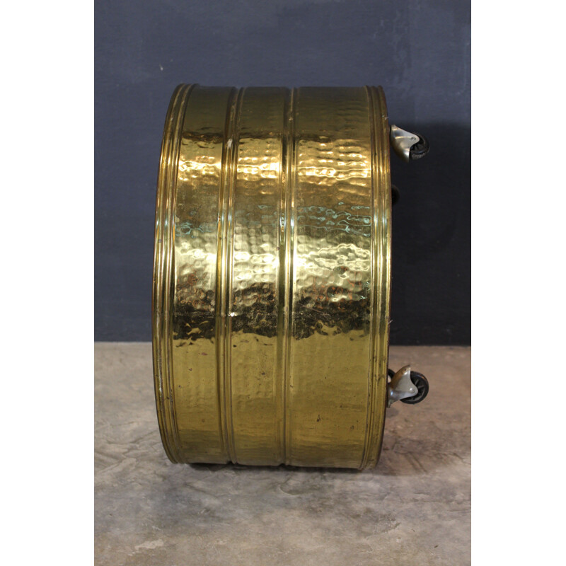 Vintage round brass vase holder, Italy 1970s