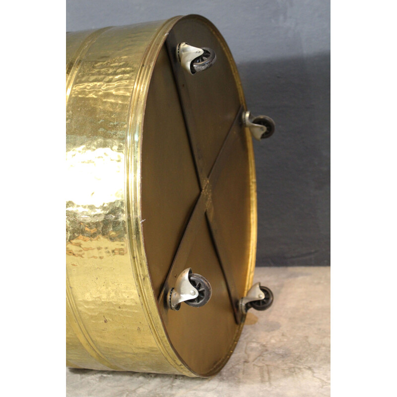 Vintage round brass vase holder, Italy 1970s