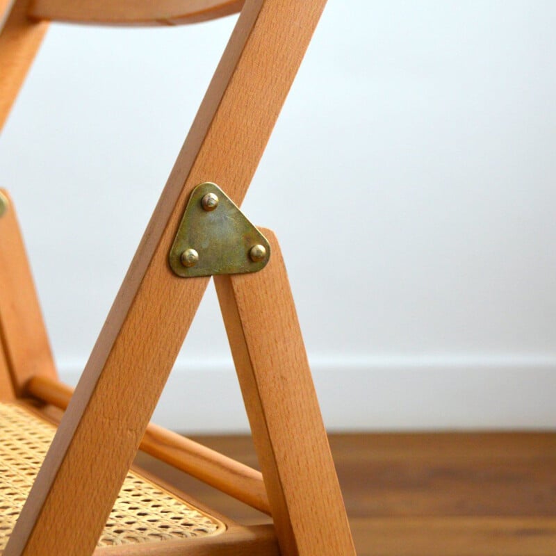 Vintage folding chair in wood and cane 1960s