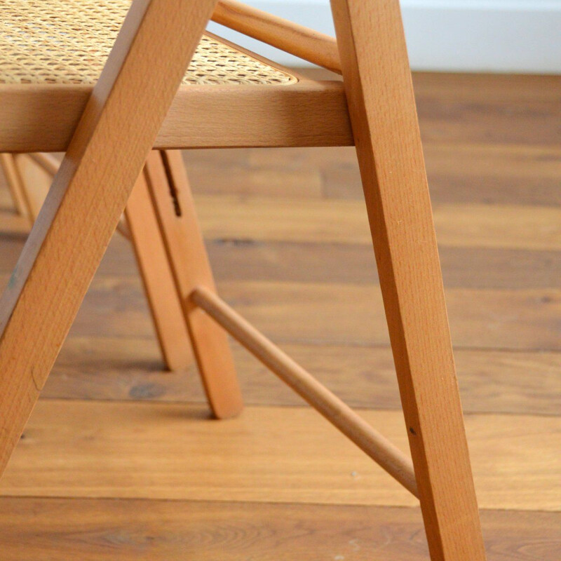 Vintage folding chair in wood and cane 1960s