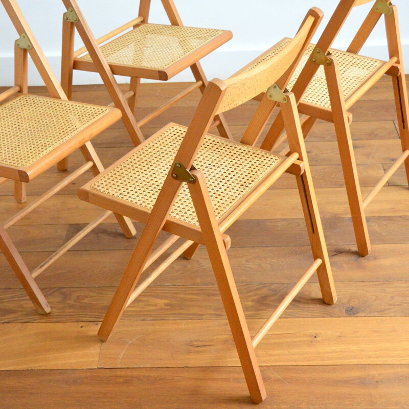 Vintage folding chair in wood and cane 1960s