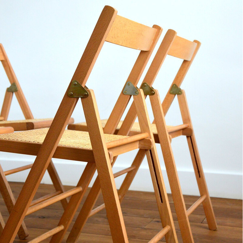 Vintage folding chair in wood and cane 1960s