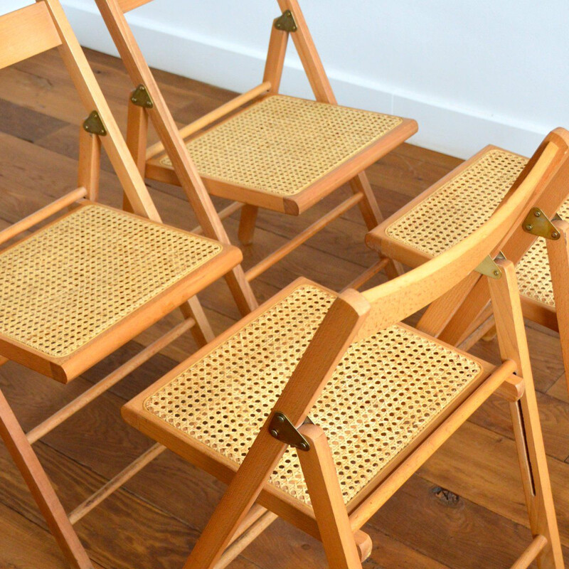 Vintage folding chair in wood and cane 1960s