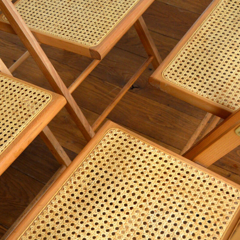 Vintage folding chair in wood and cane 1960s