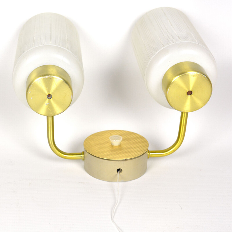 Vintage Modernist double wall lamp Berliner Messinglampen, Germany 1970s