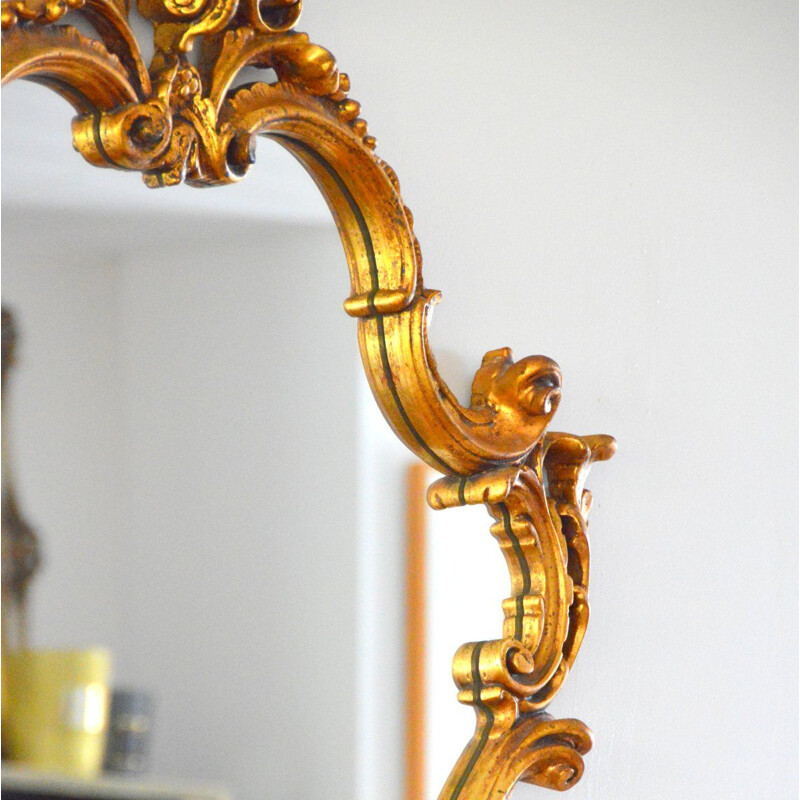 Grand miroir vintage baroque doré 1970