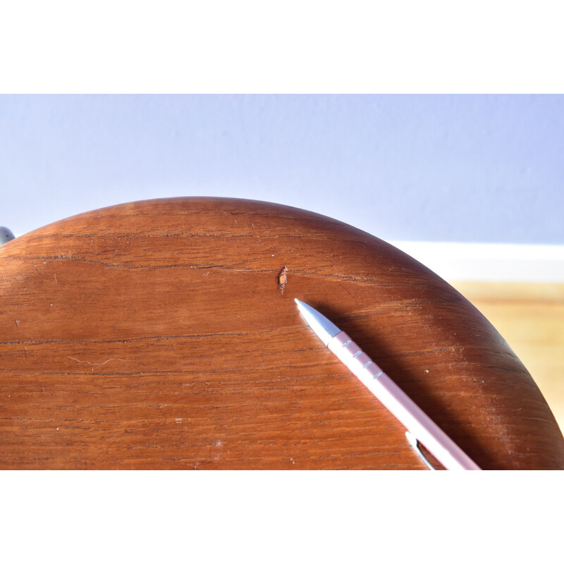 Vintage 3 Dot stool in teak and metal by Arne Jacobsen for Fritz Hansen 1950s