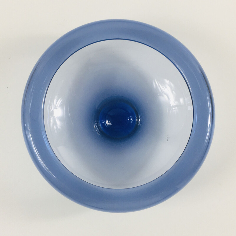 Vintage Sapphire Blue "Provence" Glass Bowl by Per Lütken for Holmegaard, Denmark 1950s