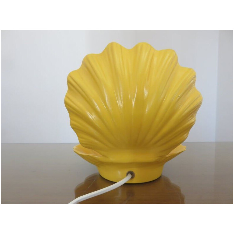 Vintage lamp shell in yellow ceramic 1970s